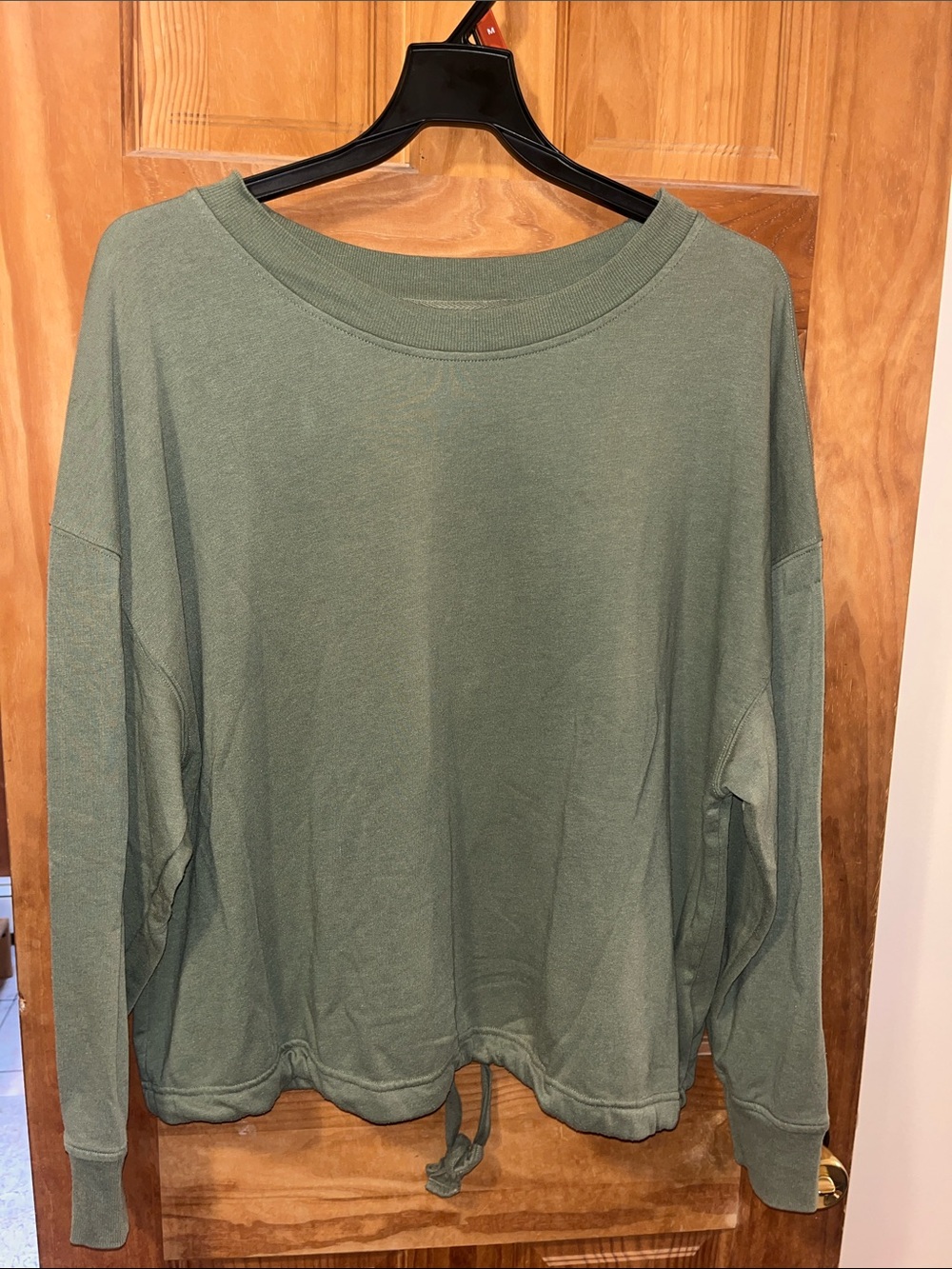 Old Navy Olive Drawstring Hem Long Sleeve Sweatshirt